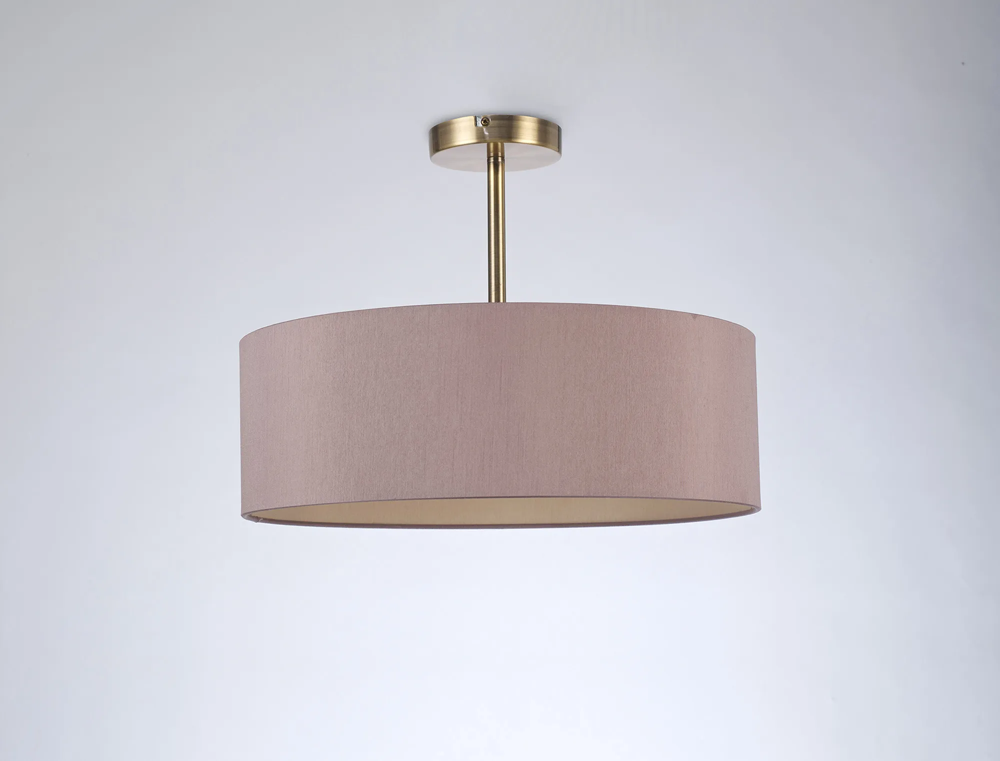 Baymont 45cm Semi Flush 3 Light Antique Brass, Taupe/Halo Gold DK0700  Deco Baymont AB TA